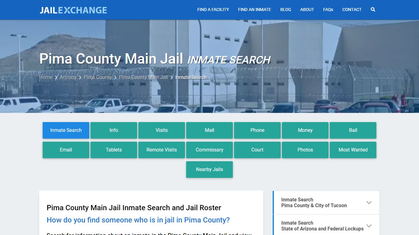 Inmate Search: Roster & Mugshots - Pima County Main Jail, AZ